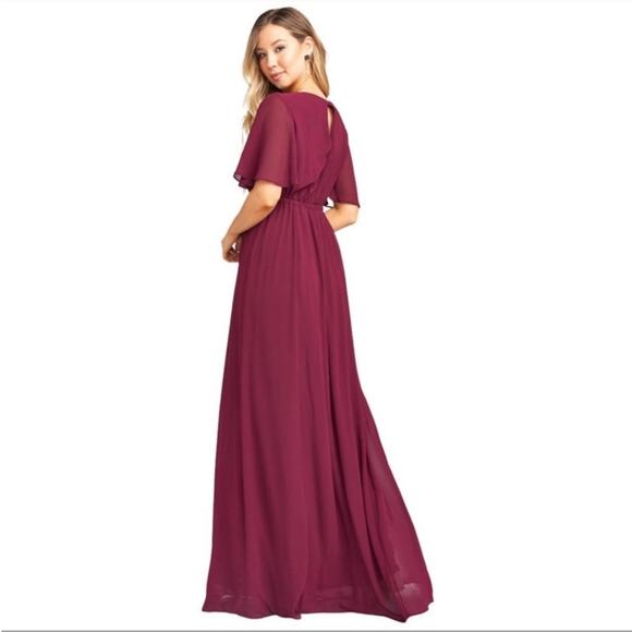 SHOW ME YOUR MUMU Emily Empire Maxi Dress in Merlot Chiffon Burgundy Size XS NEW - Picture 4 of 9